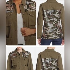 Boom Boom Jeans Sequin Denim Button Down Jacket Coat